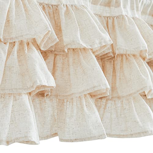 Jinchan Ruffled Valance Curtain Kitchen Valance For Small Windows Shabby Chic Valance For Living Room 18 Inch Linen Farmhouse Valance Light Filtering Half Window Valance Rod Pocket 1 Panel Crude #TOP4