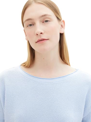 TOM TAILOR Damen Strickpullover aus Bio-Baumwolle, 34916 - Blue Bubble Structure, XXS – Ansicht 4