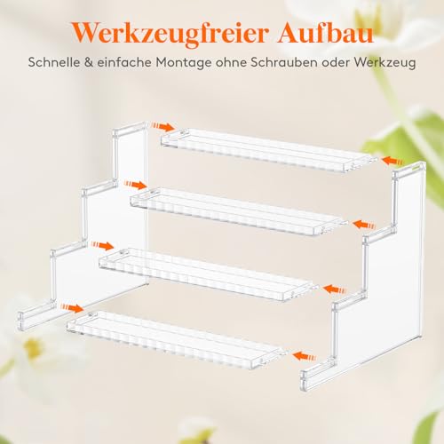 Lifewit 4-stufiger transparenter Parfümständer mit Gitter, Kunststoff Parfüm Organizer Auslage, Acryl Vitrine für Make-up, Cupcake, Dessert, Gewürz, Arbeitsplatte, Vanity, Dresser, 1 Pack, 30,48 cm