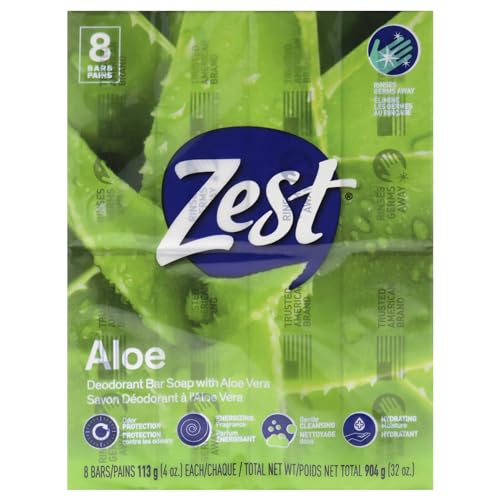 Image of Zest 8-Bar Bath Size Soap, Fresh Aloe, 4 Ounce (Pack of 8)