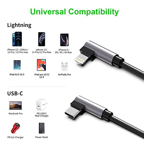 Cable elástico USB C a Lightning de 90 grados resistente para Apple CarPlay 3