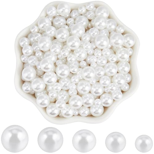 SUNNYCLUE 1000 pz 5 misure Perle Finte Perline Senza Foro Perle ABS Imitazione Acrilico Artificiale Plastica Rotonda Vaso riempire Perline per Tavolo Sparso Matrimonio Compleanno Festa Decorazione Del