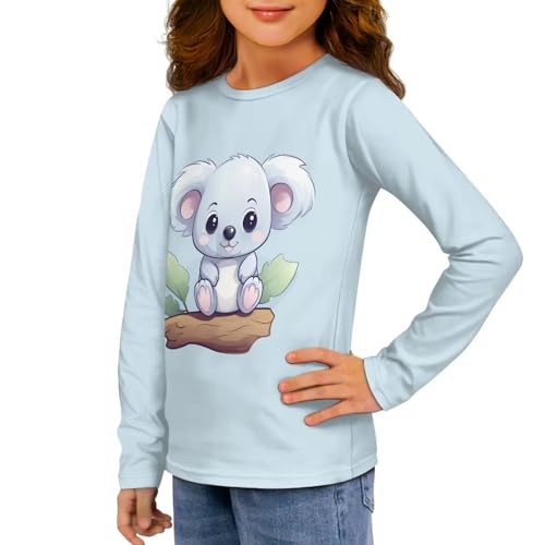Image of Girls Long Sleeve Shirt with Cute Graphic Casual Pullover Tops 3-16Y