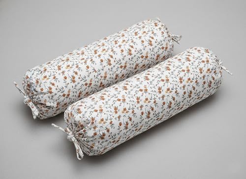 Image of IVAZA 240 TC Soft Ezyption diwan Cover Set Cotton 6 Pieces Designer Printed Standard diwan Cover Set (1 Single Bedsheet, 2 Bolster Covers, 3 Cushion Covers) Brown & White