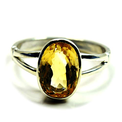 Bague en argent et citrine naturelle 7 carats pour chakra