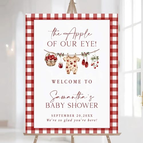 Custom Apple Baby Shower Sign, Apple Of Our Eye Baby Shower Decorations