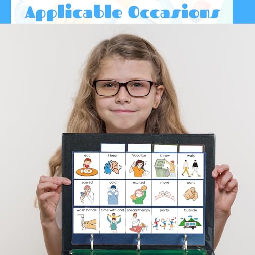Resurhang Kommunikationsbuch mit 162 laminierten Bildkarten, 5 mehrfarbigen Trennblättern und 1 Satzstreifen – Lernmaterial für Autismus, Wortschatz, Sprache und Artikulation (lebendige Farben)