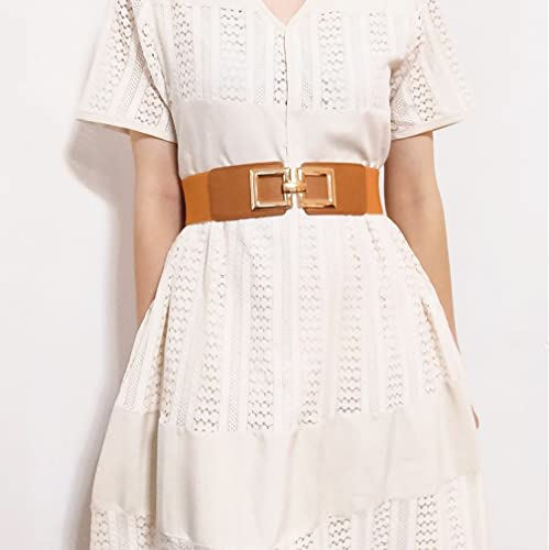 Elastic Waist Belts For Women Dresses Jumpsuit Ladies Waistband Cinch Corset Belt With Gold Square Buckle2