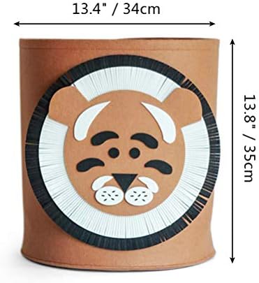 Fieans Felt Basket Toy Storage Organiser Collapsible Baby Hamper Decorative Gift Box for Nursery & Kid's Room - Lion