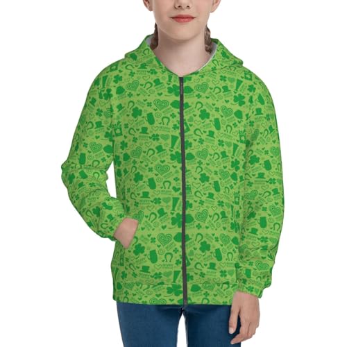 St Patrick's Day Kid Hoodies Boys Zip Up Sweatshirts Girls Pullover with Pocket3