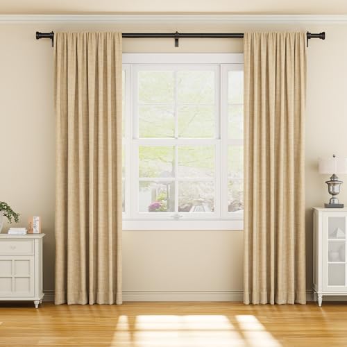 Image of YaFex Curtain Rods 2 Pack 32-114 Inch, Heavy Duty 1 Inch Diameter Black