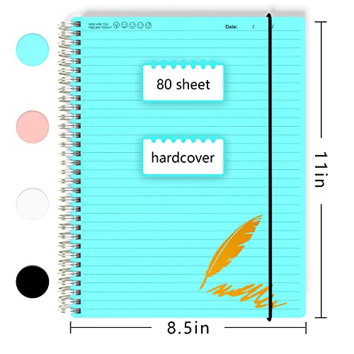 Yiozojio Spiral Notebooks 8.5 X 11 Inches - Large Lined Journal Notebook With 100Gsm Thick Paper 4 Pack 80 Sheets,8Mm Wide Ruled Journals For School,Office And Drawing(Blue,Pink,Black,Transparent) #TOP1