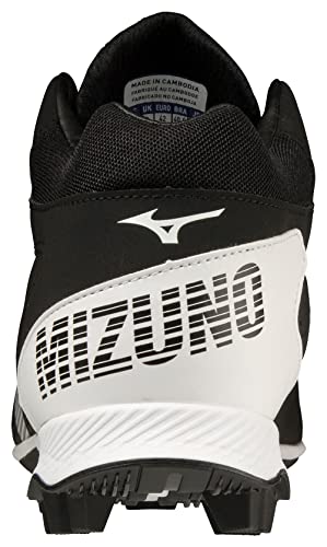 Mizuno Men's Wave Lightrevo Mid Baseball Shoe, Black-White, 10.5 #TOP4