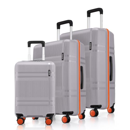 HRX Helium 3-Piece Luggage Set Canes Grey Polypropylene Hard Shell Suitcase Set - Premium Travel Trolley Bags with 8 Spinner Wheels, Number Lock & Water Resistant Body