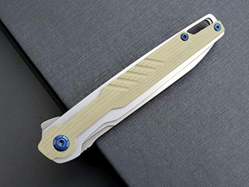 Eafengrow Ef942 Edc Folding Knife, D2 Steel Blade Titanium Plating & G10 Handle,Pocket Clip With Frame Lock Edc Pocket Flipper Knife For Camping Hiking Survival Outdoor(Desert) #TOP6