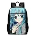 Produktbild Blaues Haar Anime Mädchen Rucksack Kinder Schultasche Student Klassische Laptop Rucksäcke Unisex Light Travel Adult Zipper Rucksack 17 Zoll