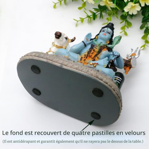 alikiki Statue du dieu indien Shiva – Cadeaux pour hindou indien 17 cm H Shiva Idol W/vache Cadeau de retour indien Studio de méditation Décoration spirituelle Maison Bureau Mandir Autel Pooja Article – vue 5
