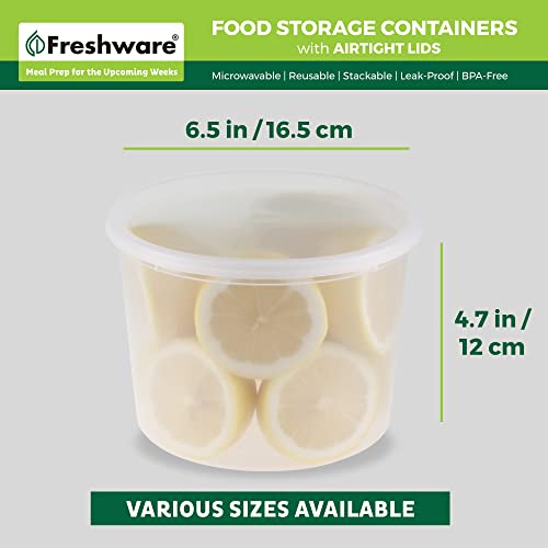 Freshware [12 Pack, 64 oz] 1/2 Gallon Plastic Deli Food Storage Soup Containers With Airtight Lids, Slime Containers, Freezer Safe | Meal Prep | Stackable | Leakproof | BPA Free, Clear by Freshware - Image 3