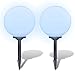 Produktbild Nishore 2X Außenlampe 30cm LED Kugellampe Solarkugel Solarlampe Solarleuchte Lampen Weiß glänzende Kugel, schwarzes Rohr