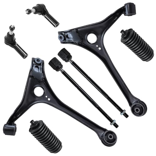 Image of Detroit Axle - Front End Kit for Ford 1998-2007 Taurus 1998-2005 Mercury Sable, 2 Lower Control Arms 4 Inner Outer Tie Rod Ends 2 Tie Rod Boots 1999 2000 2001 2002 2003 2004 Replacement