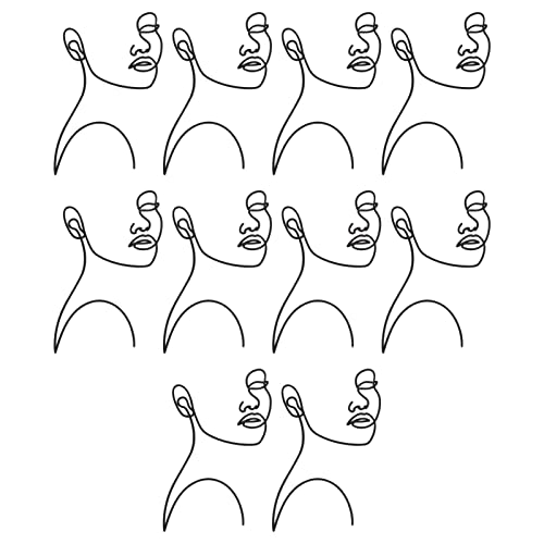 Pwshymi 10 peças de topo de bolo de rosto de senhora preto minimalista decoração de bolo de aniversá