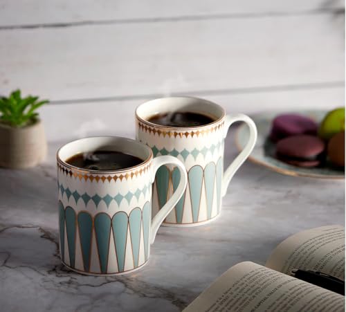 Image of India Circus by Krsnaa Mehta Regal Romance Coffee Mug | Tea Cup with Handles | Dishwasher Safe | Designer Multicolor, Set of 2, 360mL Each