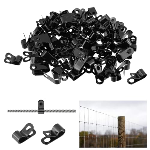 Antrader 100Pcs R-Type 0.31" Fence Wire Clamp to Vinyl, Wood or Metal Fence