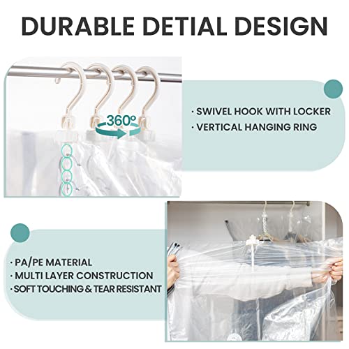 Napzzzz Hanging Vacuum Storage Bags, Space Saver Bags for Clothes, Set of 4 (2 Long, 2 Short), Premium Space Saver Vacuum Storage Bags for Clothing, Suits and Coats, Clothes Compression Storage Bags by Napzzzz - Image 6