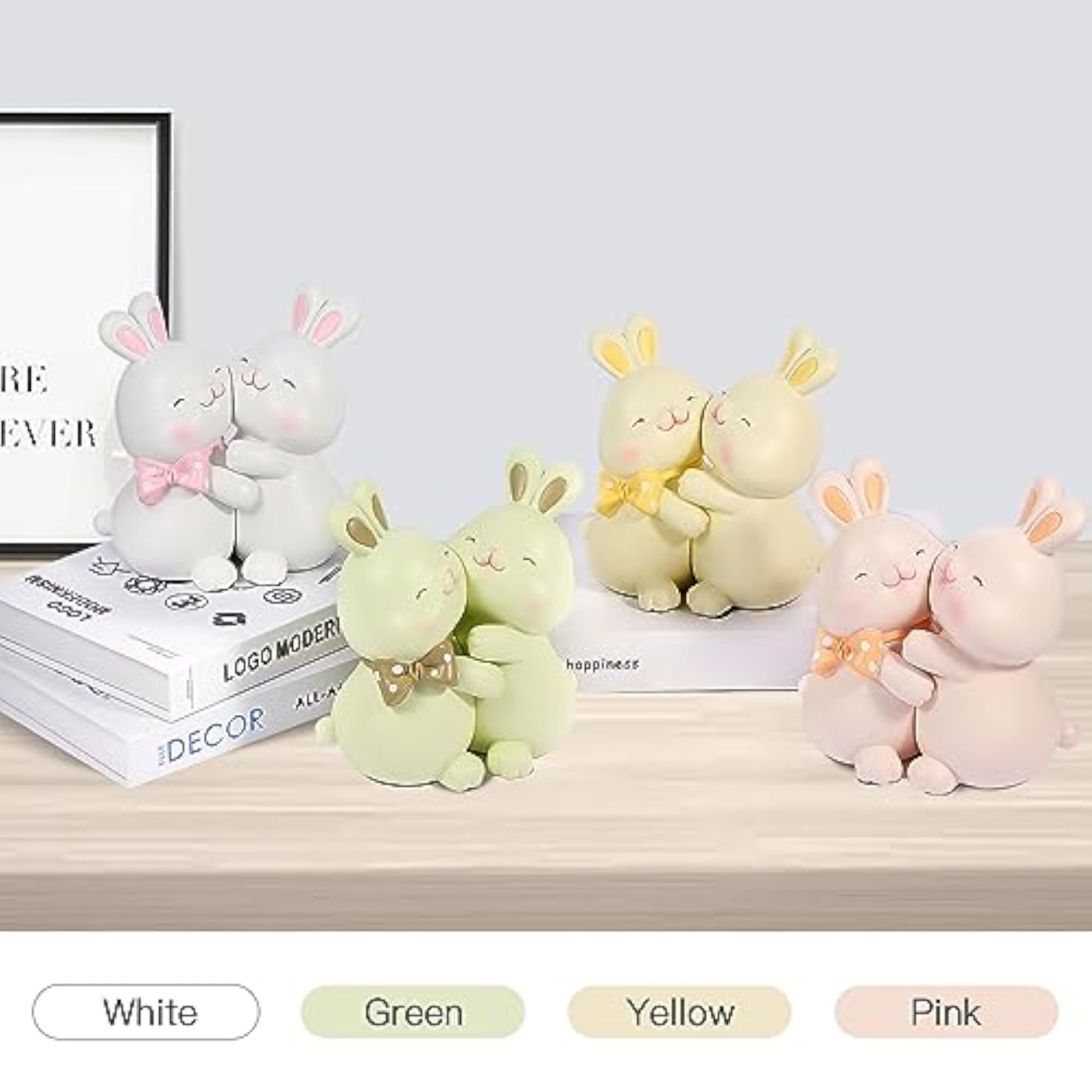 Cute Rabbit Bookends, Decorative Kids Bookends for Shelves