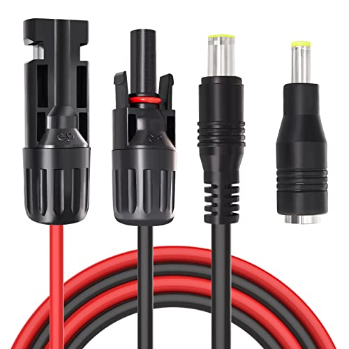 Cleqee Solarstecker auf DC 8mm Verlängerungskabel Set (mit 5,5 x 2,5mm DC Konverter), 16 AWG Solar Stecker und Buchse auf DC 8mm Adapterkabel für Solarmodul, tragbarer Generator 1,8M Kabel Cover