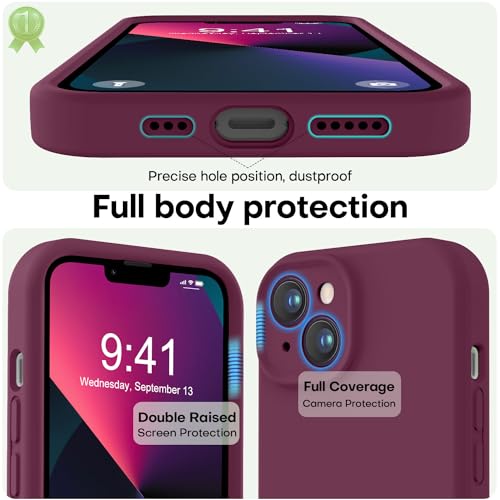 LOVE 3000 Designed for iPhone 13 Case, Premium Silicone with [Camera Protection] [Soft Anti-Scratch Microfiber Lining] Shockproof Protective Phone Case for iPhone 13 Women Men Girls 6.1", WineRed by LOVE 3000 - Image 2