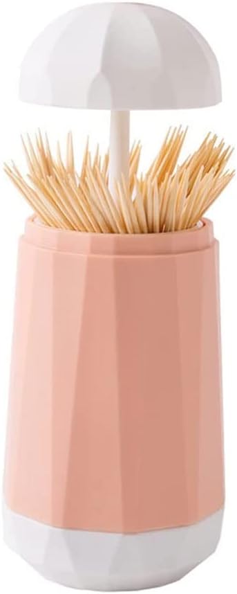 Ceramic Toothpicks Container ，Plastic Toothpick Case，Fashion Automatic Toothpick Holder Plastic Desktop Toothpick Dispenser Press Type Toothpick Holder Dispenser Portable Chic(Pink)