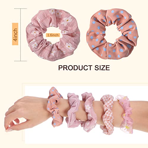 Crowye 30 Pcs Cute Hair Scrunchies For Women Girls Kawaii Colorful Scrunchies Daisy Print Floral Polka Dot Solid Color Plaid Hair Scrunchies Bulk Assorted Hair Ties Accessories For Kids #TOP1
