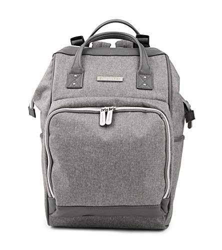 Image of Multi-Function Design Nappy Bag for Baby Care or Travel - Carry or Wear as Backpack - Large Capacity in Trendy, Stylish Design, Light Grey