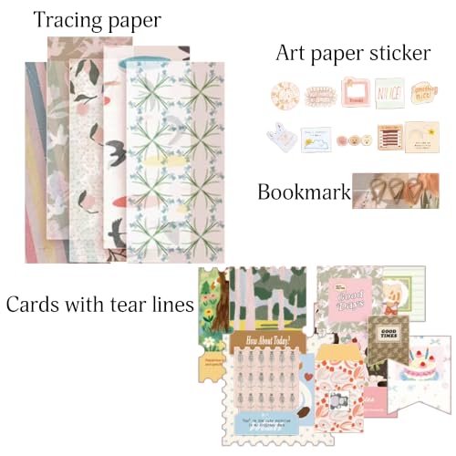 Image of The AutoStory Vintage Scrapbook Album Kit - A6 Junk Journal Notebook with Aesthetic Stickers, Collage Paper Pack & Washi Tape - DIY Journaling Supplies Gift for Teens & Girls (Sylvia, Red)