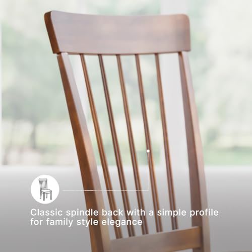 Image of Signature Design by Ashley Berringer Dining Chairs Set of 2, Classic Wood Spindle-Back Design, Cushioned Microfiber Seat, Rustic Finish for Kitchen & Dining Room Chair, Walnut