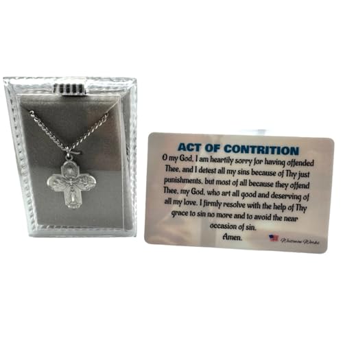 Westmon Works Four Way Medal Set Pewter Scapular Cross on a Stainless Steel Chain with Laminated I Am Catholic Call A Priest Card2