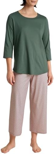 CALIDA Grounded Nights pyjama 7/8 Laurel Green, maat 40-42, Laurel Green, 40/42