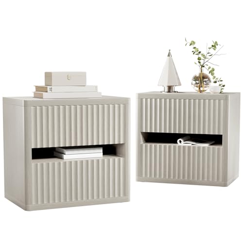 Dripex Fluted Nightstand Set of 2, 22'' Wide Night Stand