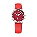 Produktbild Winkey Damen-Armbanduhr, schlichtes Modeschmuck, Lederarmband, Strass-Zifferblatt, einfarbiges Armband rot