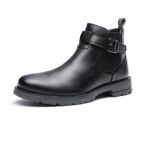 Bruno Marc Men's Classic Chelsea Boots, Comfort and Fashion Cool Boots, With Buckle and Zip Shoes,Size 10,Black,BMEMAB2503