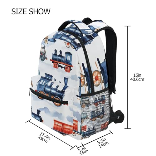 Fisyme Watercolor Steam Train Laptop Backpack Bag Bookbag Casual Hiking Travel Computer Notebooks Daypacks2