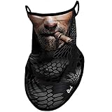 Obacle Bandana Face Mask with Ear Loops Neck Gaiter Face Mask Scarf Face Cover for Men Women (Men Beard with Cigar)