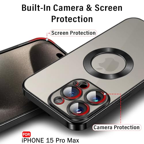 Image of TheGiftKart TPU Luxurious Chrome-Plated Back Cover Case For Iphone 15 Pro Max|Camera&Screen Protection|Shockproof Design|Stylish Transparent Back Cover Case For Iphone 15 Pro Max(Black Bumper)