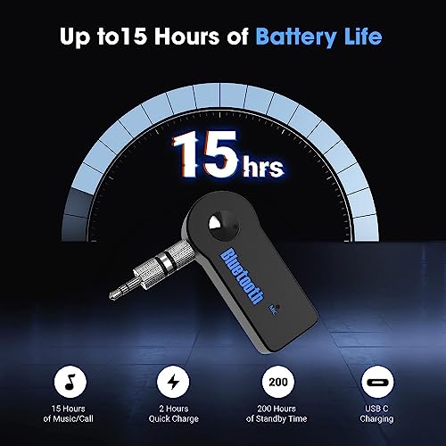 Image of Sounce Bluetooth Receiver /Hands-Free Car Kit, Portable 3.5mm Bluetooth Aux Adapter Wireless Music Streaming for Home, Car Audio System, Headphone, Speaker (Bluetooth 4.2, A2DP, 40 FT Range)