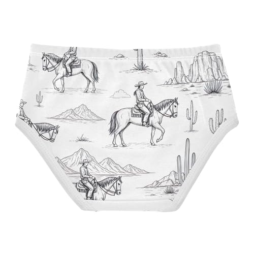 Toddlers Underwear Floral 2t Cotton Girl Panties Cute Personalized Undies Kids Briefs Cowboys Horses Cactus Black White2