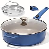 ESLITE LIFE Nonstick Always Pan with Lid, 11 Inch(4.5 Qt) Deep Frying Skillet Sauté Pan, Safe for Oven, Induction & All Cooktops, PTFE & PFOA Free (Blue Granite, 11