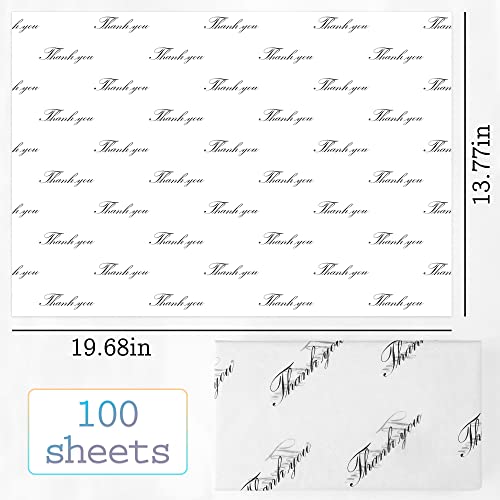 MR FIVE 100 Folhas Brancas com Papel de Seda Preto Obrigado A Granel, 20