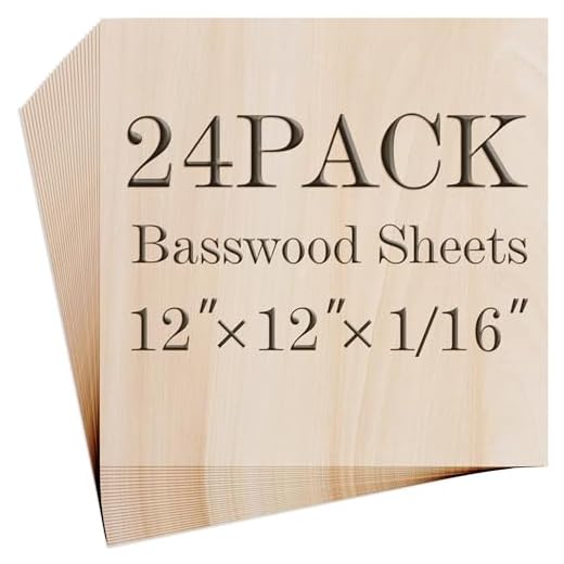 Balsa Wood Sheet, 24 Pack Plywood Sheets, Basswood Sheets 12X12X1/16 Inch, Unfinished Wood Boards Blanks for Laser Cutting, Engraving, Burning, Crafts((H305/17-24)