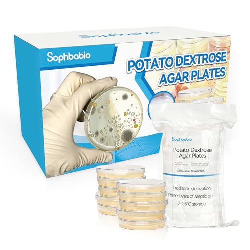 Potato Dextrose Agar(PDA) Plates for Mushroom Cultivation, Mold Detection 10 Pack, and Science Projects â€“ Pre-Poured Petri Dishes
